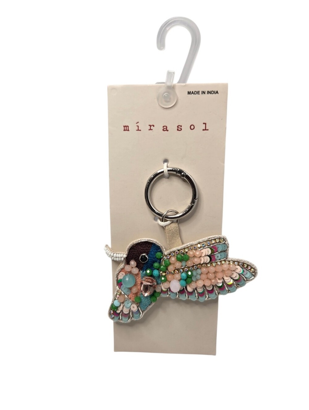 💕▪️Mirasol ▪️Multicolor Beaded Hummingbird Keyring Made In India